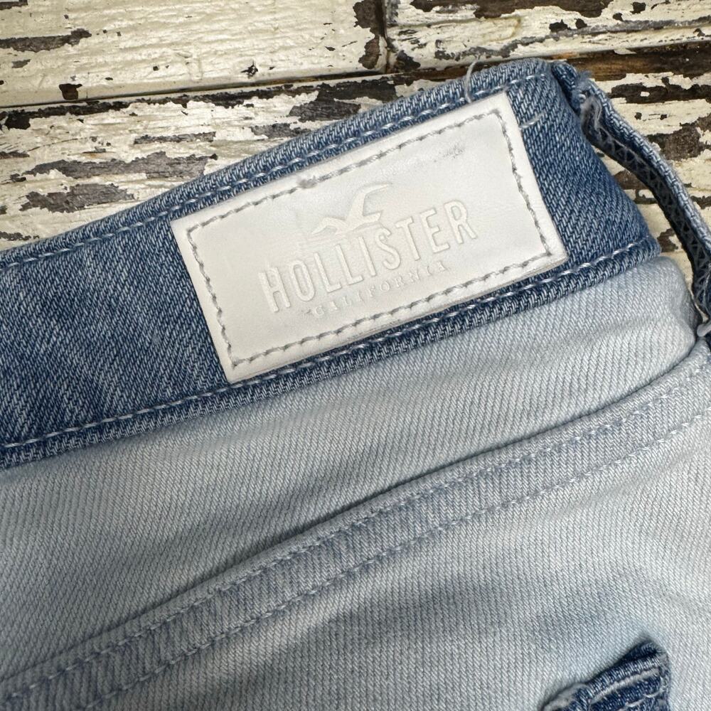 Hollister Curvy High Rise Mom Jeans Color Block Patchwork Size 15L 32x29 Raw Hem - Picture 10 of 10